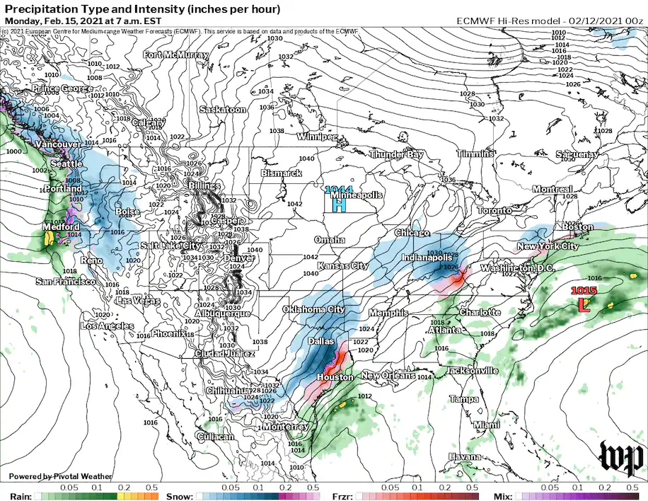 A major winter storm may hit Texas, Mississippi Valley from Sunday into Monday